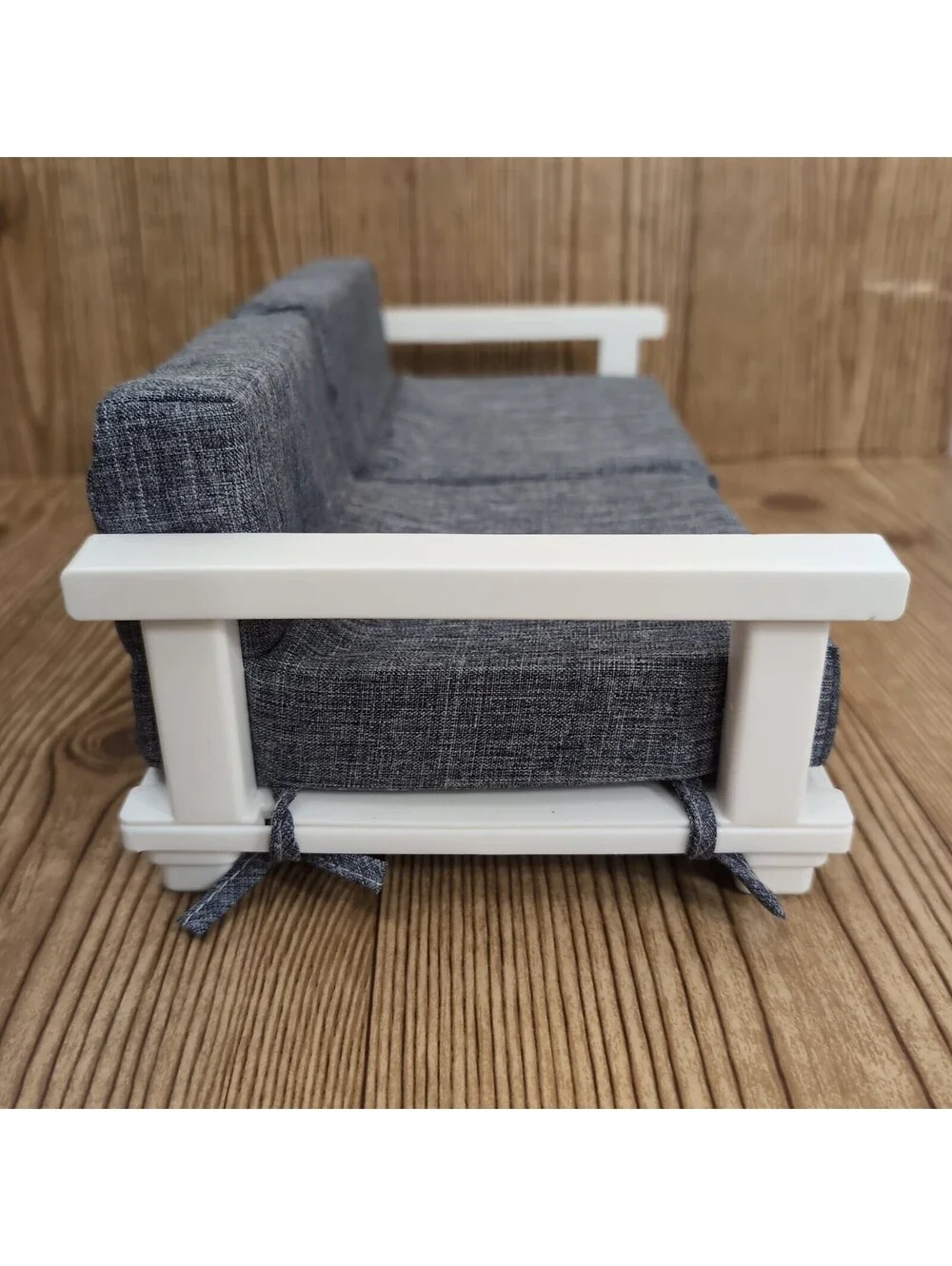 My Life As Gray Textured Fabric Sofa Lounge Couch For 18 Inch Dolls White Base